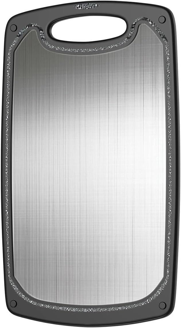 Metal Cutting Boards for kitchen, Stainless Steel Cutting Board, Dishwasher Safe, Juice Groove, Easy Grip Handle, Non-Slip Steel Cutting Board 15.6''x9.5''(1 Board)