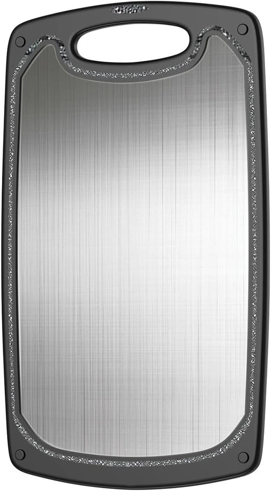 Metal Cutting Boards for kitchen, Stainless Steel Cutting Board, Dishwasher Safe, Juice Groove, Easy Grip Handle, Non-Slip Steel Cutting Board 15.6''x9.5''(1 Board)