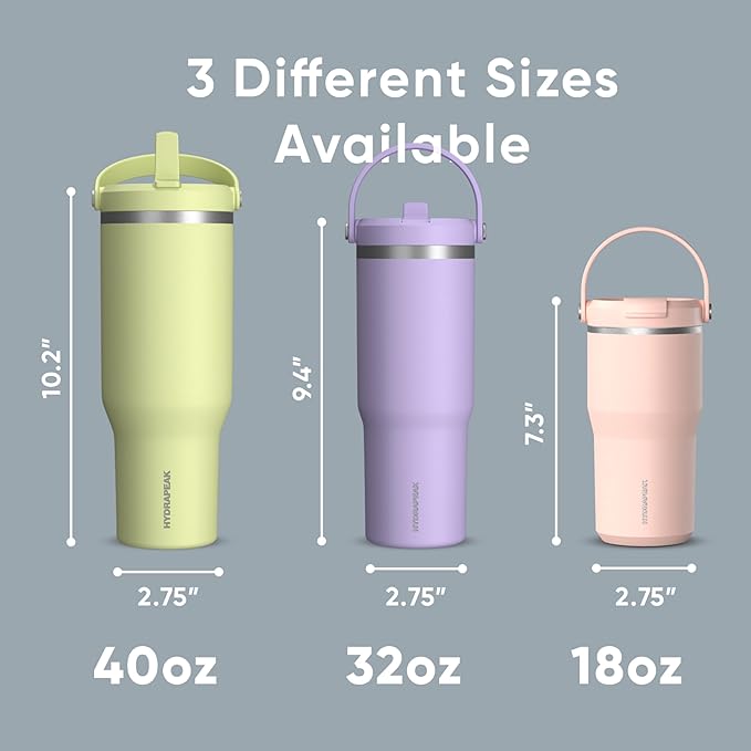 Hydrapeak Nomad 32 oz Tumbler with Handle and Straw Lid, Leakproof, Double Insulated, 32oz Cup, Stainless Steel (Powder Blue)