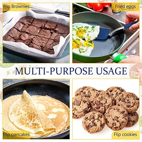2 Pcs Mini Silicone Cookie Brownie Spatula,Solid Flat,Gray, Blue