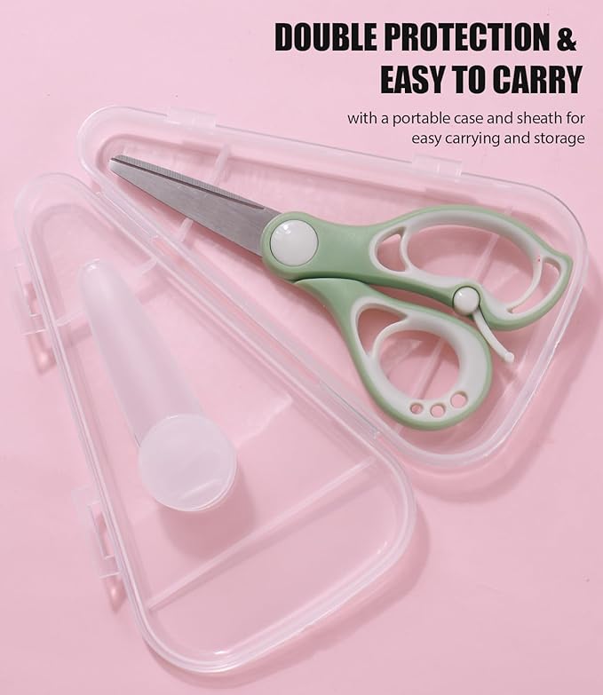 Baby Food Scissors Kicthen Shears - Portable Cute Kitchen Scissors with Dust Cover and Storage Travel Case - Ideal for Cutting Meat, Chicken, Vegetables, Fruits