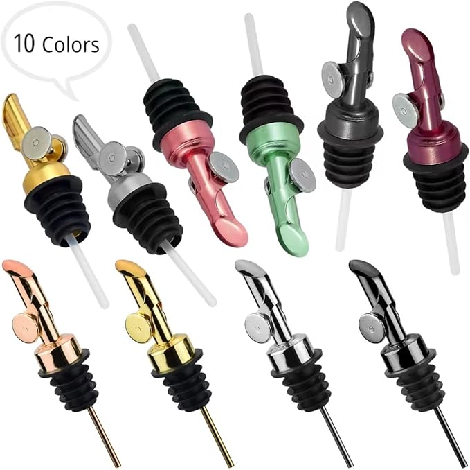 MEETSWEET Olive oil dispenser nozzle, stainless steel automatic opening and closing nozzle, leak proof, suitable for olive oil, vinegar, wine, and other liquid bottles (green 2 pcs)