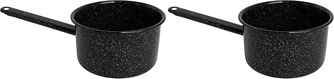 MIRRO 1.25qt Enamel Saucepan, Black (Pack of 2)