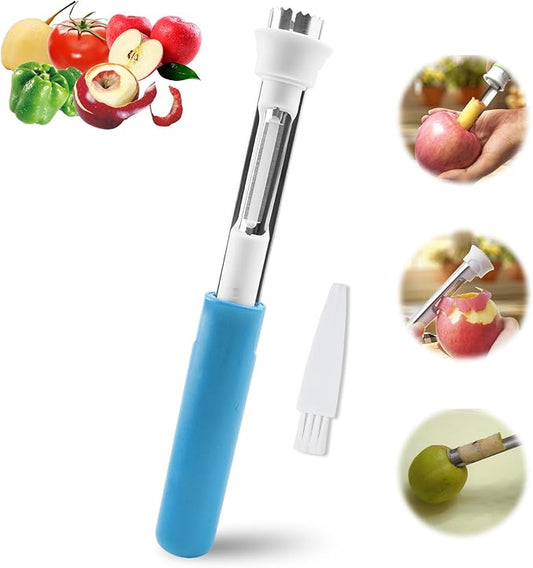 2 in 1 Apple Corer and Peeler Tool, Fruit Vegetable Corer and Peeler Tool Stainless Steel Apple Peeler Apple Corer Remover Tool Multifunction Corer Tool for Vegetable Fruit Kitchen Gadget (Blue)