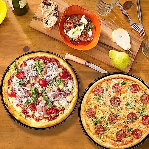 P&P CHEF Pizza Pan Set of 2, 12 Inch Stainless Steel Pizza Tray, Black