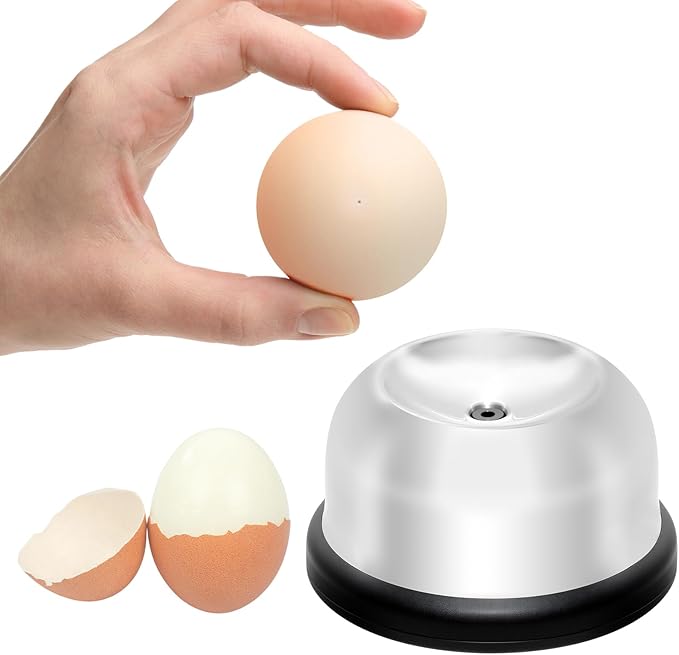 Egg Piercer for Boiling & Baking, Stainless Steel Egg Puncher with Spring-Loaded Needle & Non-Slip Base, Prevents Cracking for Perfect Hard/Soft Boiled Eggs, Eggshell Peeler Tool (Black)