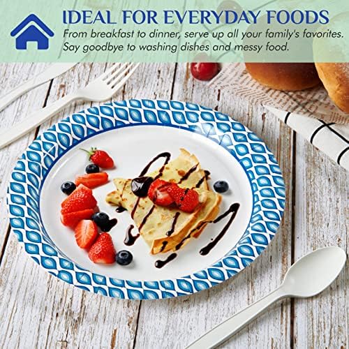 MUCHII 8.375 Inch Paper Plates, 300 Count Disposable Plates Bulk Pack