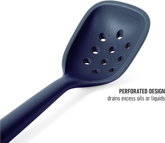 Calphalon Edge Silicone Flexible Slotted Spoon/Skimmer - Navy Blue