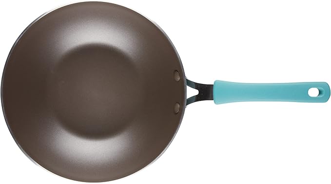 Rachael Ray Cook + Create Nonstick Stir Fry Pan/Wok, 10.5 Inch, Agave Blue