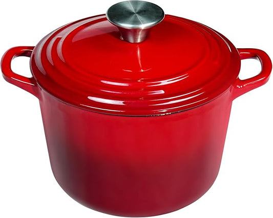 Dutch Oven Pot with Lid 2.8 qt Cast Iron Dutch Oven for Bread Baking Red Enameled Cast Iron Rice Pot with Handels