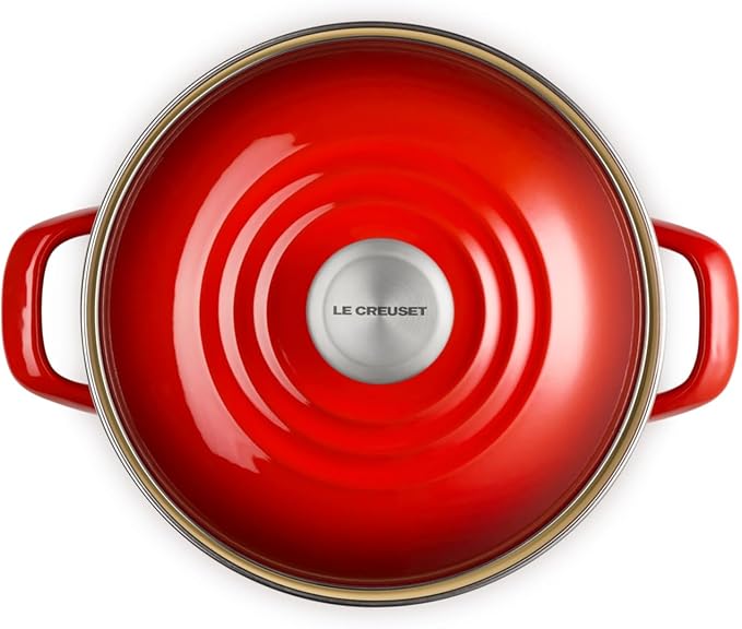 Le Creuset Enamel on Steel Traditional Stockpot, 6 qt., Cerise with Stainless Steel Knob