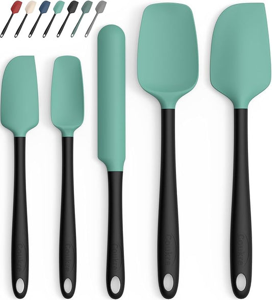 Coukre Silicone Spatula Set of 5,High Temperature Resistant, Food Grade Silicone, Dishwasher Safe, for Baking, Cooking (Aqua Green)