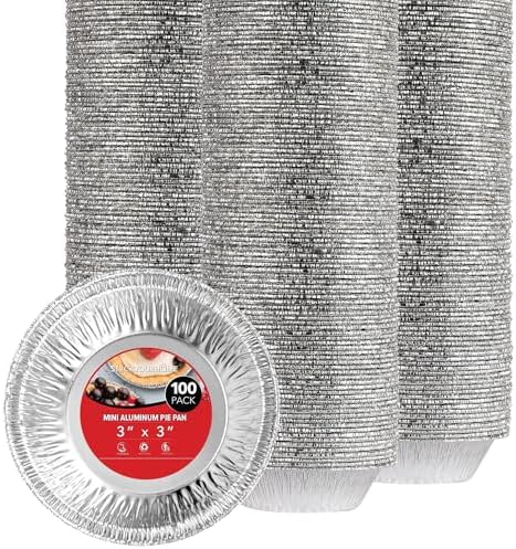 Stock Your Home 100 Count Aluminum Mini Pie Pans - 3 Inch Disposable Recyclable Foil Pie Tins for Bakeries, Cafes, Restaurants
