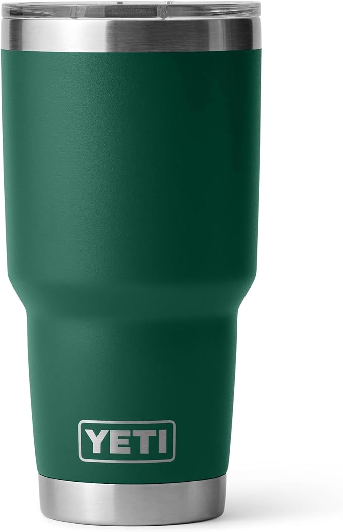 YETI Rambler 30 oz Tumbler, Stainless Steel, Vacuum Insulated with MagSlider Lid, Black Forest Green