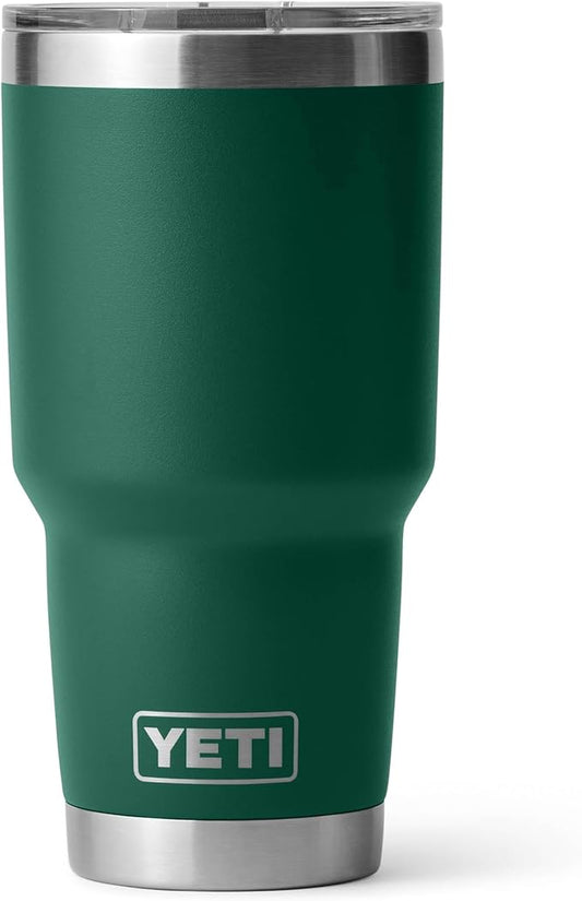 YETI Rambler 30 oz Tumbler, Stainless Steel, Vacuum Insulated with MagSlider Lid, Black Forest Green