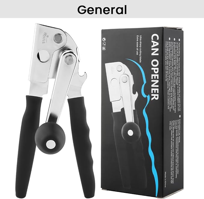 Commercial Can Opener, Crank Can Openers Manual, Heavy Duty Handheld Stainless Steel Cans Opener Bottle Openers with Long 360° Turn Wheel Handle for Seniors Kitchen(SIZE:Non-magnetic)