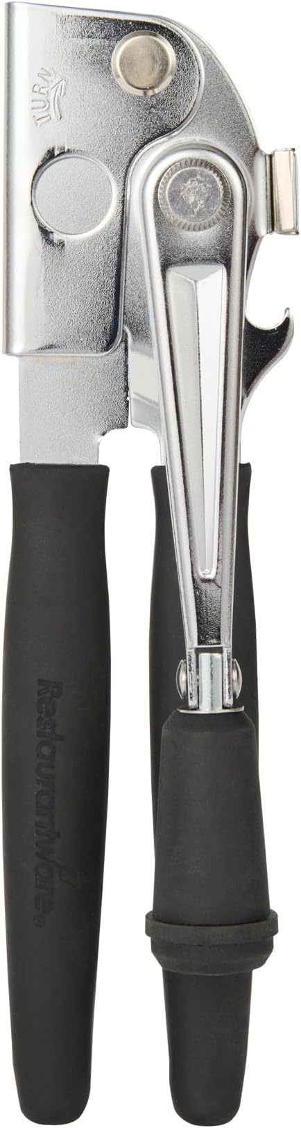 Restaurantware Stainless Steel Magnetic Manual Can Opener - 36 Pack - German Standard Black Crank Can Opener with Magnet, Ergonomic Handle, Non-Slip- Heavy-Duty Hand Can Opener, Easy Turn, Sharp Blade