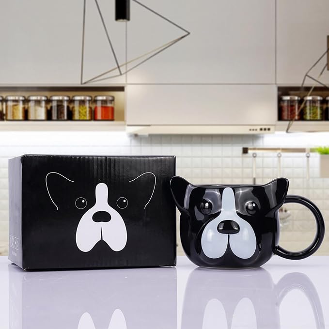 Dog Mug 14 oz Cute Ceramic Coffee Mug 3D Porcelain Tea Cup for Women Men Kids - Kawaii Dog Lover Gift for Christmas Housewarming Holiday Birthday