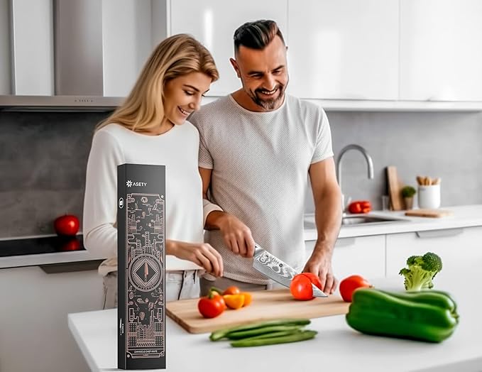 Damascus Chef Knife: 8-inch Razor-Sharp Japanese Chef Knife with VG10 Steel Core, Full Tang G10 Handle, NSF Food-Safe Professional Kitchen Knife with Sheath, Knife for Men