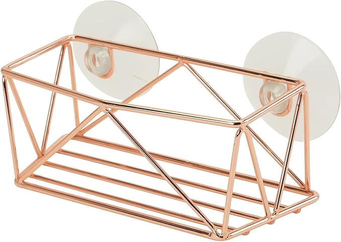 Kitchen Details Geode Suction Cup Sponge Holder | Durable Iron Construction | Suction Cup Stabilizers | Rust Resistant Finish | Kitchen Sink Accessories | Copper