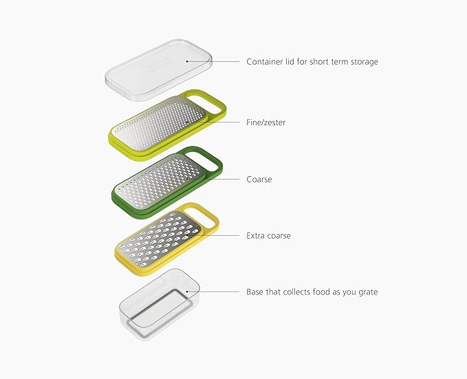 Joseph Joseph Multi-Grate & Store Cheese Grater & Zester Set, 3-in-1 Box Grater with Food Storage Container