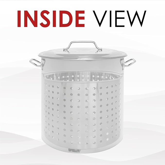 CONCORD Stainless Steel Stock Pot w/Steamer Basket. Cookware great for boiling and steaming (80 Quart)