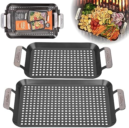 Camerons BBQ Grill Topper Non-Stick Grilling Pans, 2 Pack