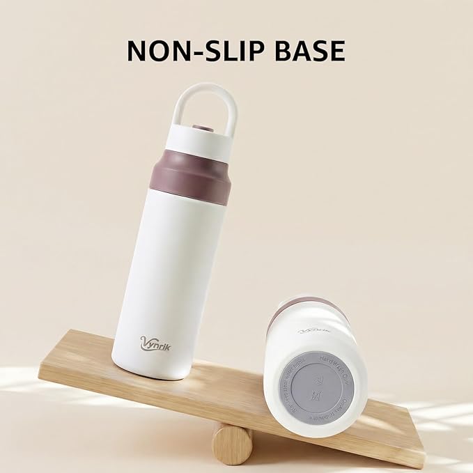 White Stainless Steel Water Bottle Insulated 20 oz Tumbler with Handle,Leak Proof Travel Bottles,Water Cup with Lids