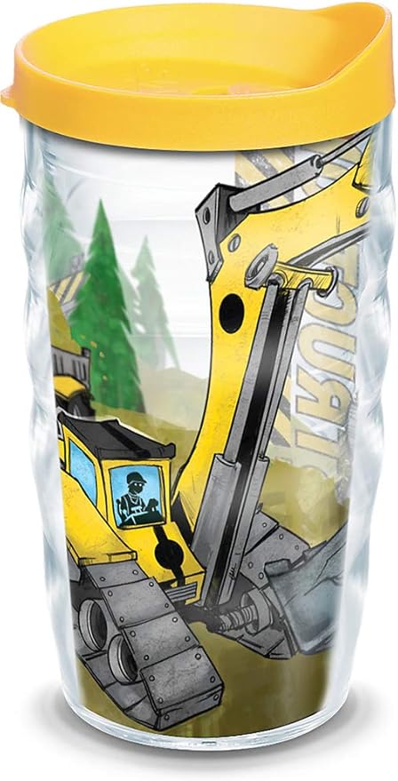 Tervis Construction Trucks Made in USA Double Walled Insulated Tumbler Travel Cup Keeps Drinks Cold & Hot, 10oz Wavy, Lidded