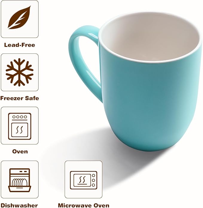 Urbanstrive 16 oz Large Coffee Mugs Set of 4 Ceramic Coffee Mug Multicolor Coffee Cups Tea Cups Idea Gift for Women Men House Warming Gifts New Home Office, Multicolor 4 Pack