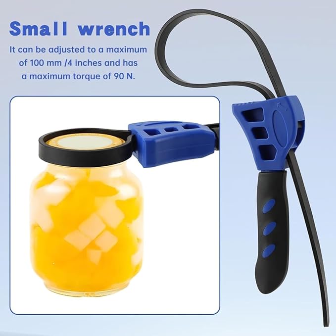 2-Pack Adjustable Rubber Strap Wrench Set – 25.20" & 20.48" Heavy-Duty Strap Wrench for Oil Filter, Jar Opener, Water Filter, Plumbing, Sink, Faucet – Non-Slip Multipurpose Wrench Tool (Blue)