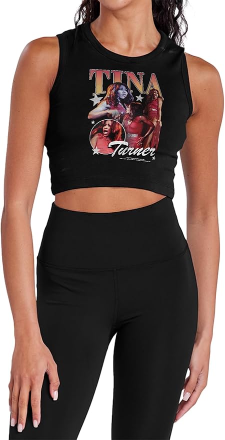 Popfunk Tina Turner Red Dress Vintage Collage Women's Sleeveless Crop Top Tank