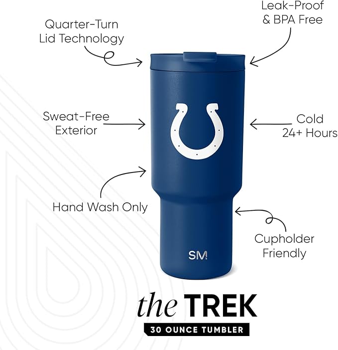 Simple Modern Officially Licensed NFL 30oz Tumbler with Flip Lid and Straws | Football Insulated Stainless Steel Cup | Gifts for Men Women | Trek Collection