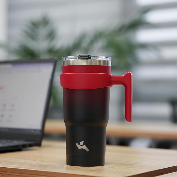 30 oz Tumbler with Handle and 2 Straw 2 Lid, Insulated Water Bottle Stainless Steel Vacuum Cup Reusable Travel Mug,Mystic Moon