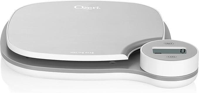 Ozeri Battery-Free Kitchen Scale, Kinetic Charging Technology, Stainless Steel