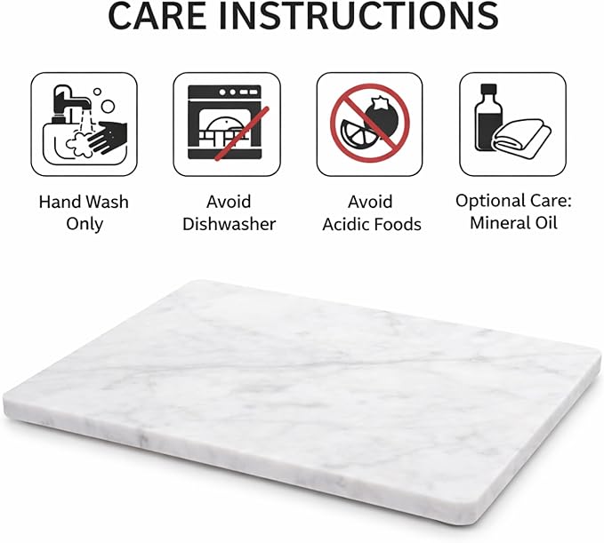 Marble Pastry & Cutting Board – 10x14 Inch Natural Stone Slab with Non-Slip Feet for Dough, Cheese, Baking, Serving, Charcuterie, Trivet – Easy to Clean Gift Tray.