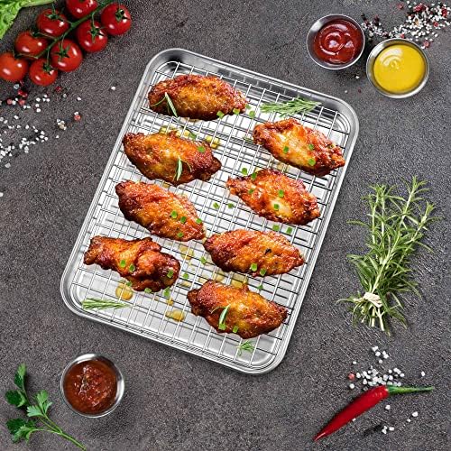 P&P CHEF 10.4 Inch Toaster Oven Pan Tray with Wire Rack, 2 PCS
