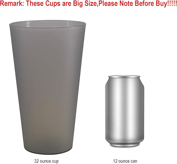 Premium 32-ounce Large Cups, Multicolor Plastic Tumblers BPA Free Set of 12 for Indoor Outdoor Use (Multicolors)