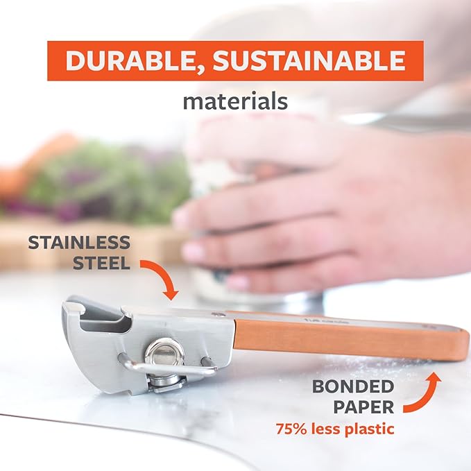 Full Circle Smooth Operator - Smooth-Edge Stainless Steel Can Opener, Safe & Easy No More Sharp Rims, Compact Portable Design with Integrated Bottle Opener