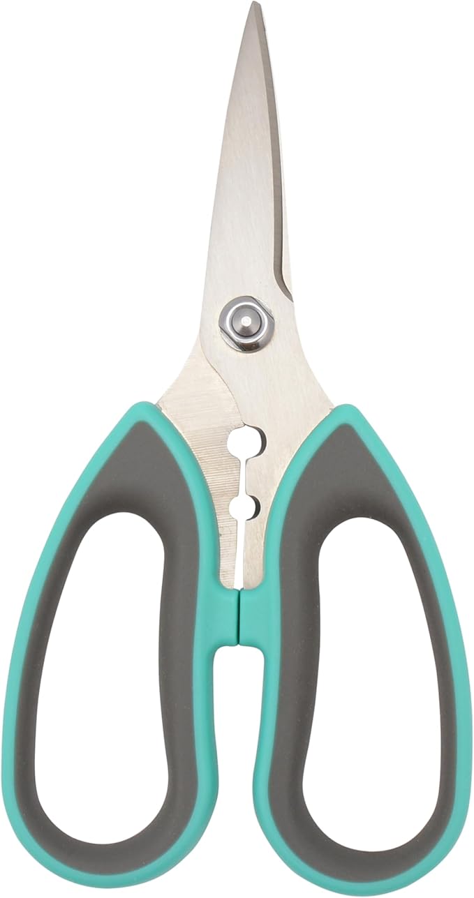 Westcott Titanium-Bonded Soft Handle Kitchen Shears for Herbs, Teal - 6.5-Inch Versatile Kitchen Shears with Precision Cutting Tips and Built-In Herb stripper for Easy Handling and Comfort