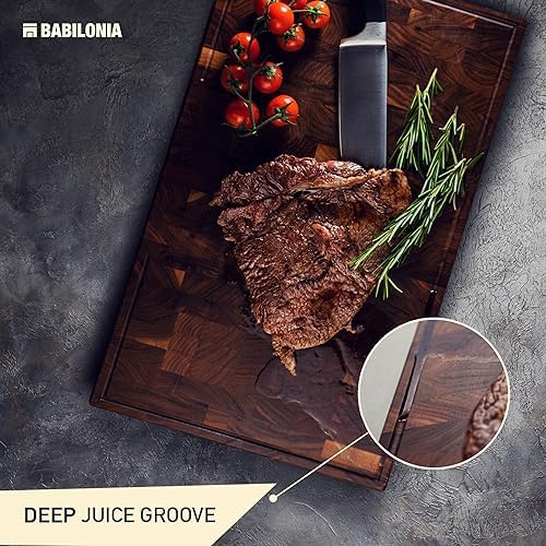 American Walnut Wood Cutting Board, End Grain Butcher Block for Kitchen