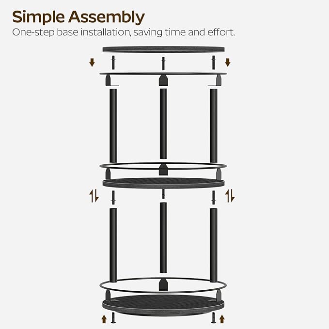 Spice Rack, Set of 2 Lazy Susan Organizer, 3 Tier Turntable Organizer For Cabinet, Compact and Versatile, for Kitchen Countertop, Black SR23L2BB