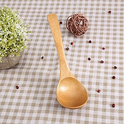 Wood Ladle with Long Handle, Natural Cooking Spoon (Wood color