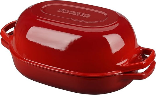 Enameled Cast Iron Oval Dutch Oven Pot with Lid, Dutch Oven for Sourdough Bread Baking, Bread Oven, Bread Dutch Oven, Oval Bread Pan, 7qt, Red