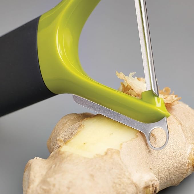 Joseph Joseph Multi-Peel Y-shaped Peeler Easy Grip Handles Stainless Steel Blade for Kitchen Vegetable Fruit, Light Green