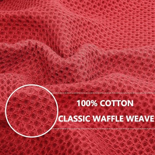 Homaxy 100% Cotton Waffle Weave Kitchen Dish Towels 6-Pack, Brick Red