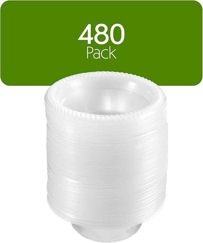 PLASTICPRO 480 Pack Clear Plastic Soup Bowls 5 oz Bulk Pack Durable Disposable Small Plastic Bowls for Parties Events BBQ