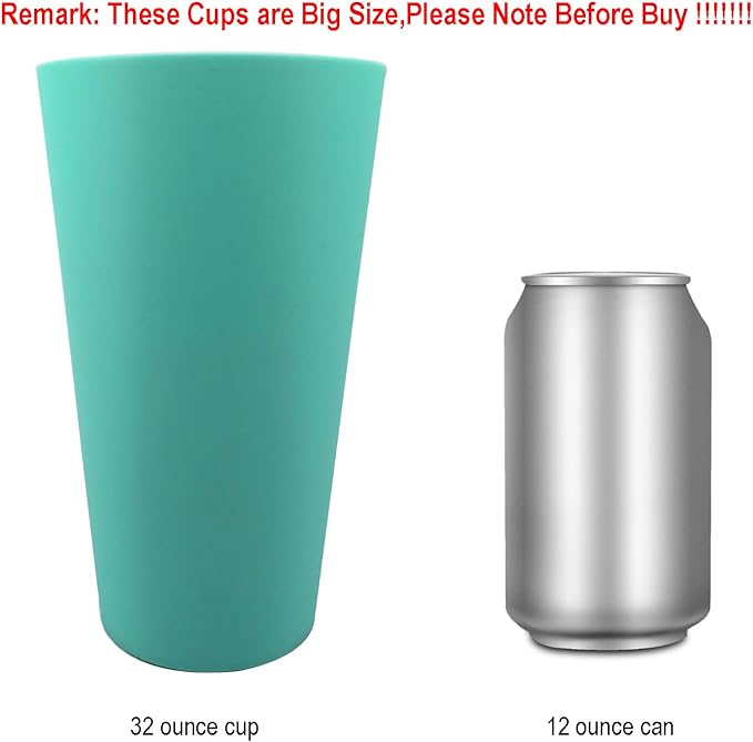 32-ounce Plastic Tumblers Reusable Dishwasher Safe BPA Free Set of 12 Multicolor Large Drinking Cups