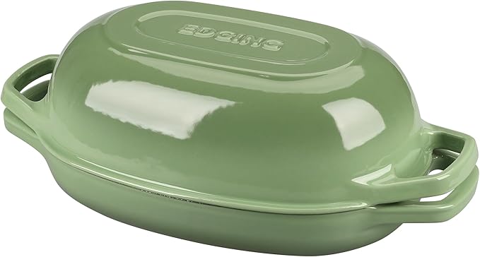 Enameled Cast Iron Oval Dutch Oven Pot with Lid, Dutch Oven for Sourdough Bread Baking, Bread Oven, Bread Dutch Oven, Oval Bread Pan, 5qt, Pistachio Green