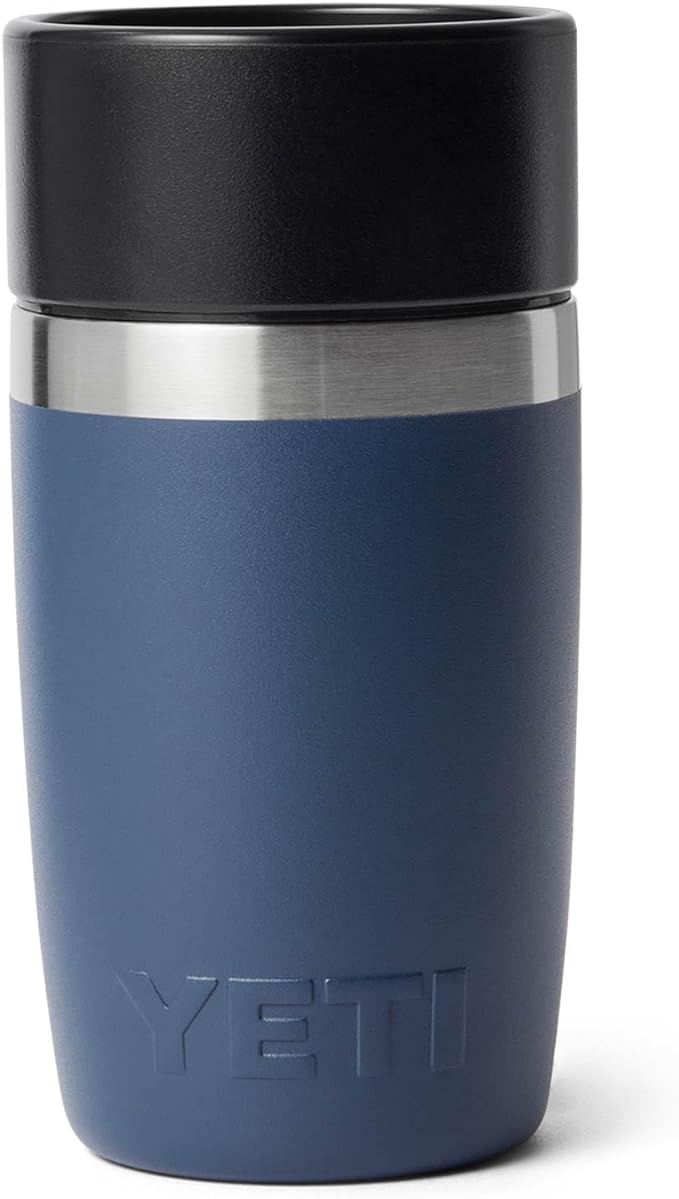 YETI Rambler 8 oz Travel Bottle, Stainless Steel, Vacuum Insulated with Leakproof Commuter Cap, Navy